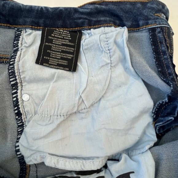 Lucky & Blessed Women 14 Flare Jean Wide Leg Patchwork Denim Western Distressed - Picture 12 of 14